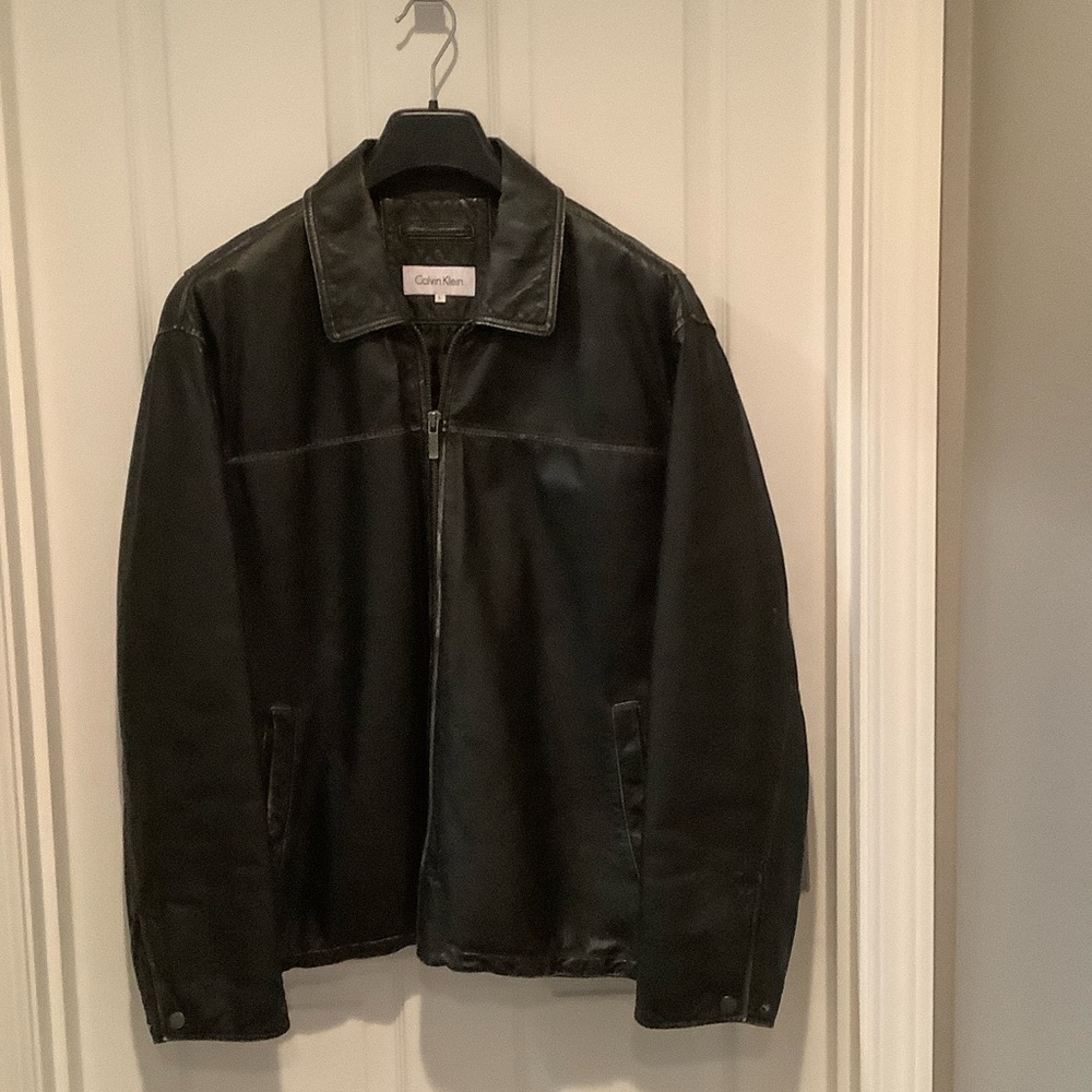 Calvin Klein Men's Black Leather Jacket